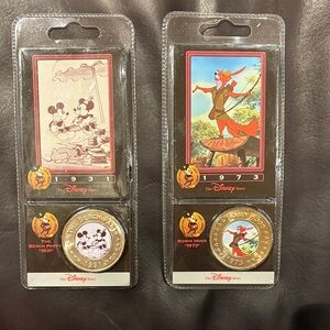 2 Disney Coins: Mickey Mouse and Robin Hood from the Disney Decades Coin Series